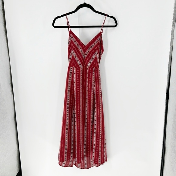 Lulus Calabash Rust Red Print Midi Dress dress up or down heels or flip flops - Picture 2 of 13